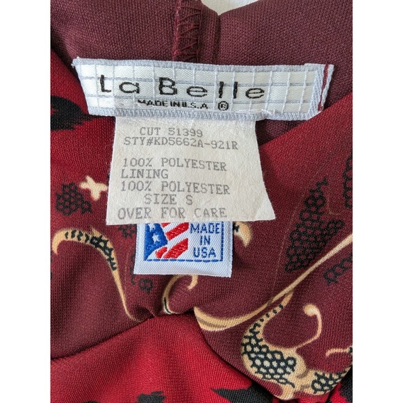 La Belle Vintage Babydoll Burgundy Asian Inspired Midi Dress Whimsigoth Size S - Picture 4 of 8